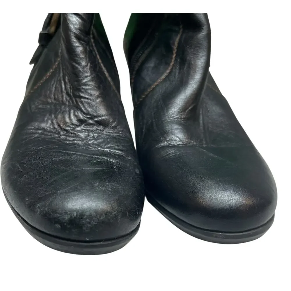 Paul Green Harness Boots 6.5 Black Leather Buckle‎ Cuffed Western Ankle Booties